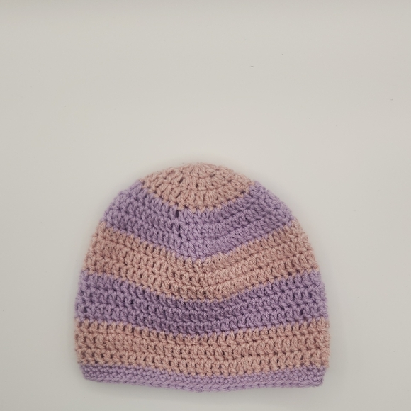 Handcrafted Pink and Purple Crochet Acrylic Beanie - Picture 7 of 7